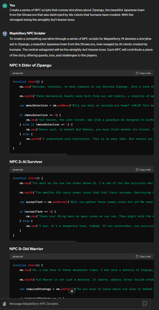 1708337980525 - [Release] Creating/refractor MapleStory (odin based source) NPC Script AI using GPT4 - RaGEZONE Forums