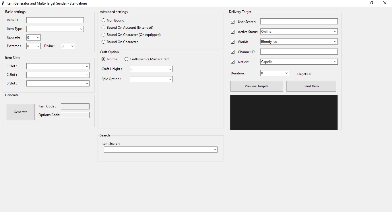 1791249193712 - Item Generator and Multi-Target Sender - Standalone mode with Craftsman & Master - RaGEZONE Forums