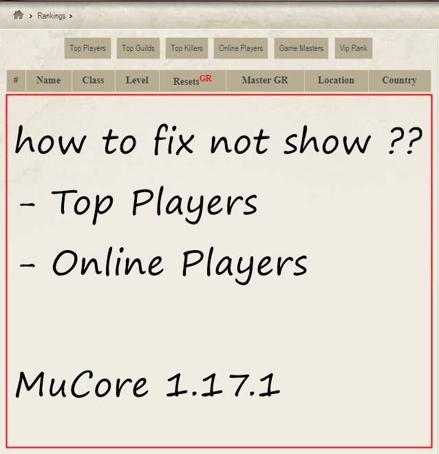 1uZMpxx - Help, MuWeb MuCore 1.17.1 Ranking not show - RaGEZONE Forums