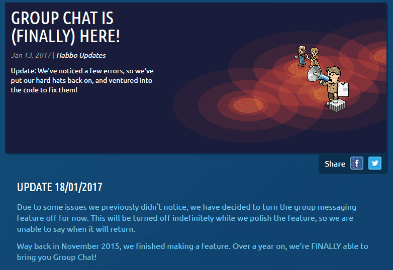 736268cdf198348178c6695182b8c91b - Habbo will finally release the Group Chats? - RaGEZONE Forums