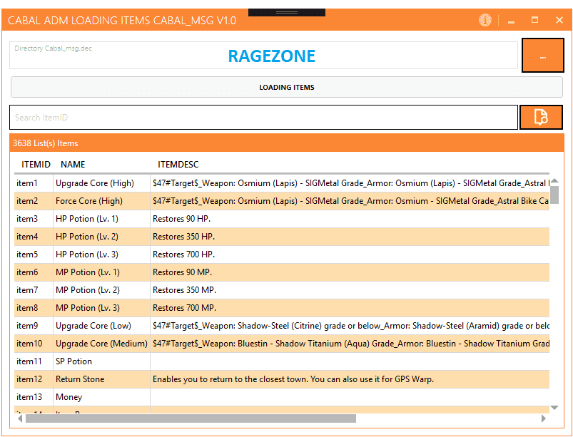 AvlPCnj - [ADM TOOL] Read Item list Cabal_msg - RaGEZONE Forums