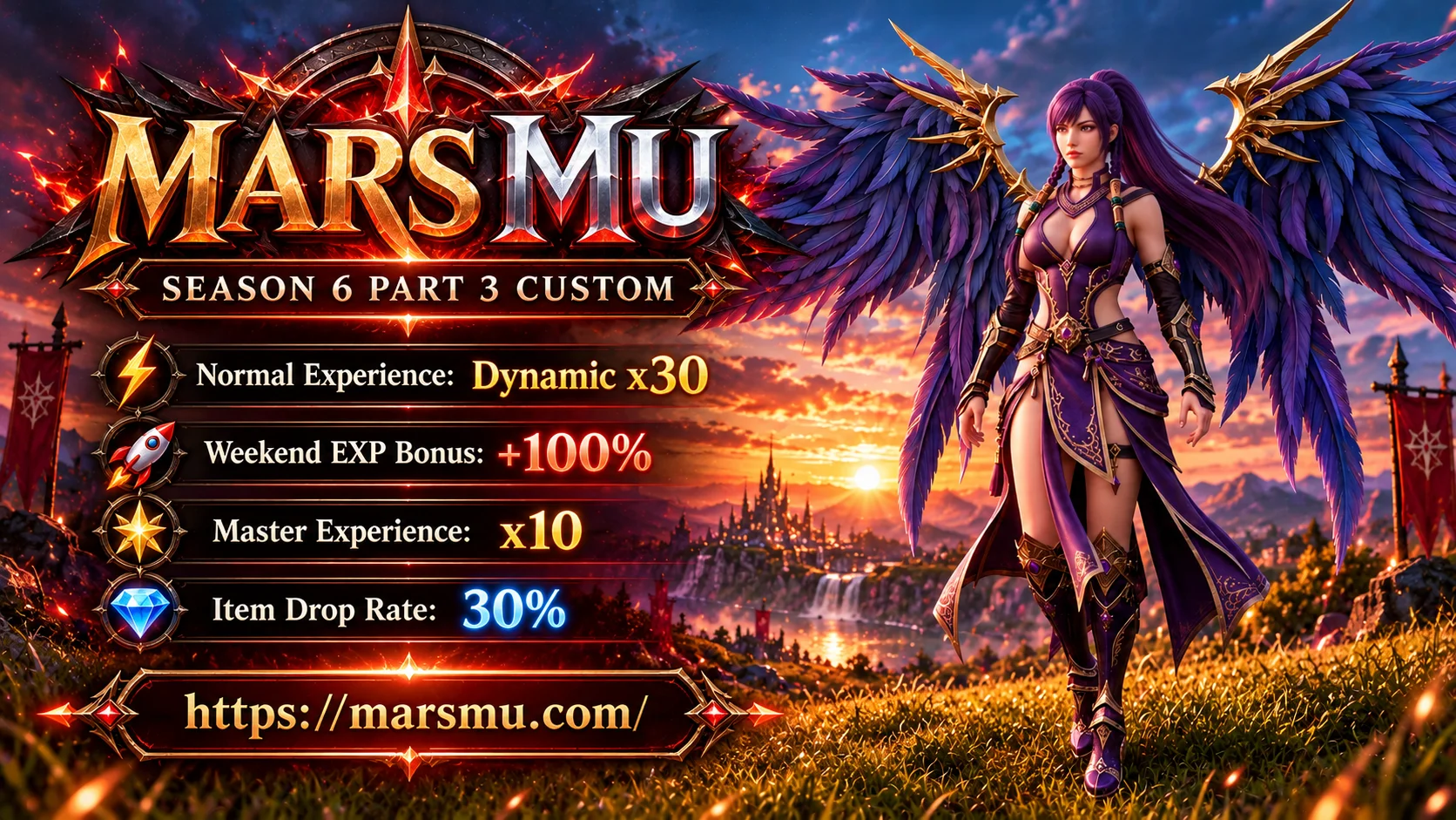 Banner promocional_ Guerrera alada de Mars MU - 🔥 MARS MU SEASON 6 EP 3, SLOW EXP X30 DINAMICA 🔥 - RaGEZONE Forums