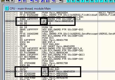 BOtIwM8 - Force main.exe 1.04D to open Mu.exe. (ALREADY JNZ, YET NO Mu.exe CALL) (PICS) - RaGEZONE Forums