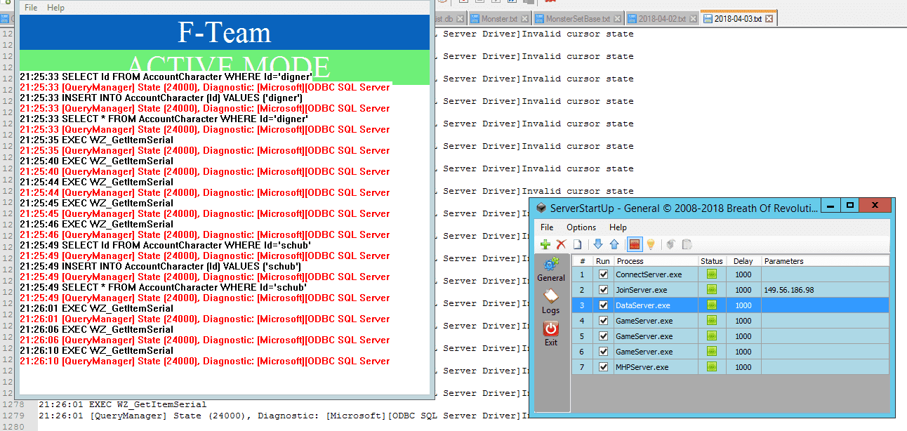 Brweb - [QueryManager] State (24000), Diagnostic: [Microsoft][ODBC SQL Server Driver]Invalid - RaGEZONE Forums