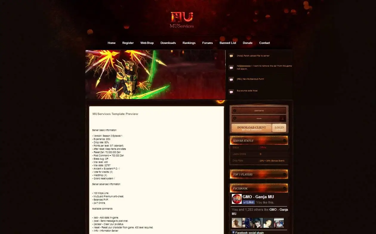 MuCore 1.0.8 - MUServices Full Web/Template + Header PSD | RaGEZONE ...