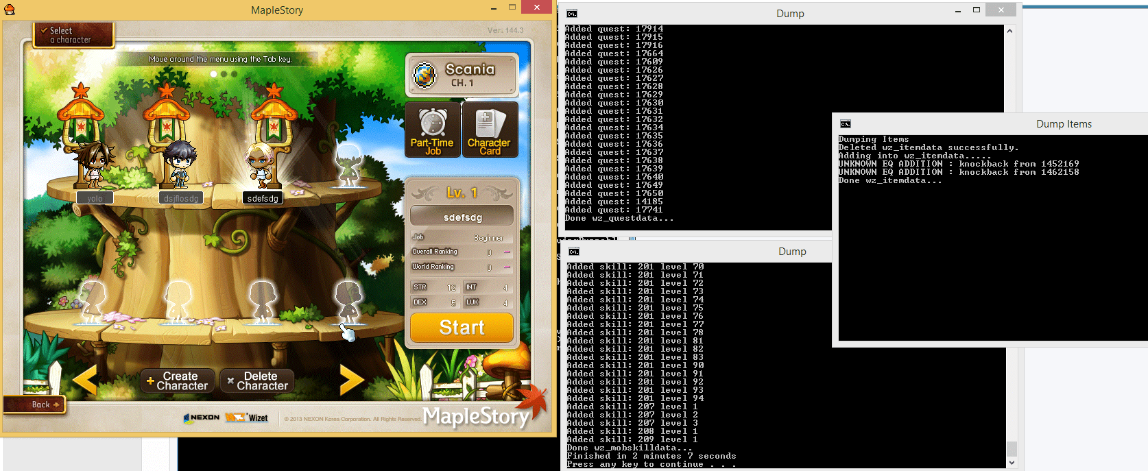 hmLDWOP - [Not for noob] How to setup a v144.3 maplestory private server on --> localhost <-- - RaGEZONE Forums