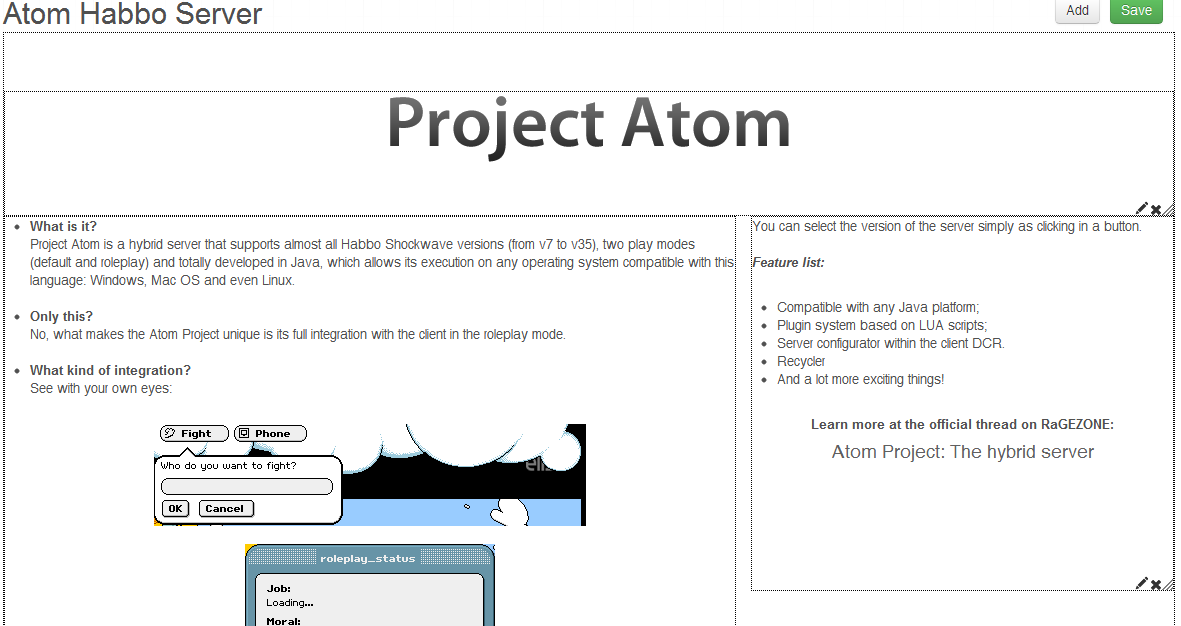 lXzcB - Atom Project: The hybrid server - RaGEZONE Forums