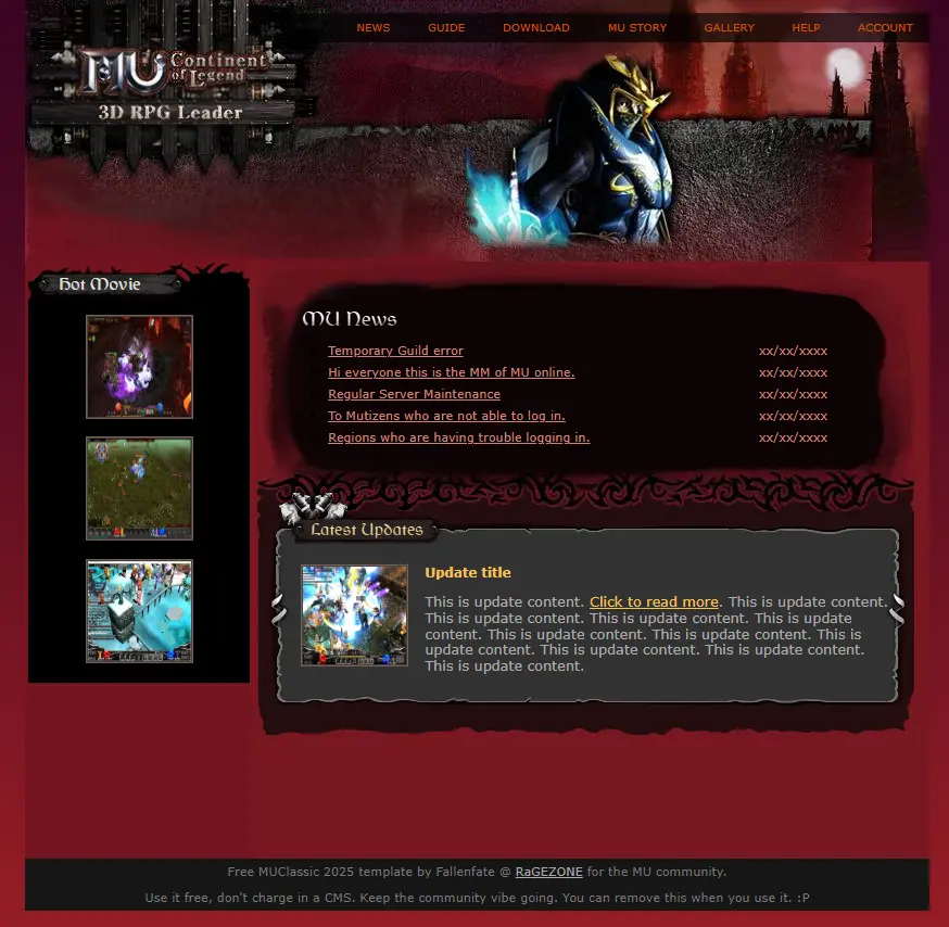 Classic Webzen MU Website - Starter Files | RaGEZONE - MMO Development ...