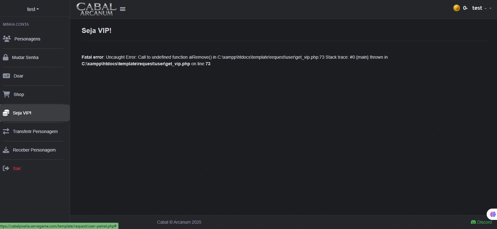 Seja VIP! error - Site New V2.0 Release - RaGEZONE Forums