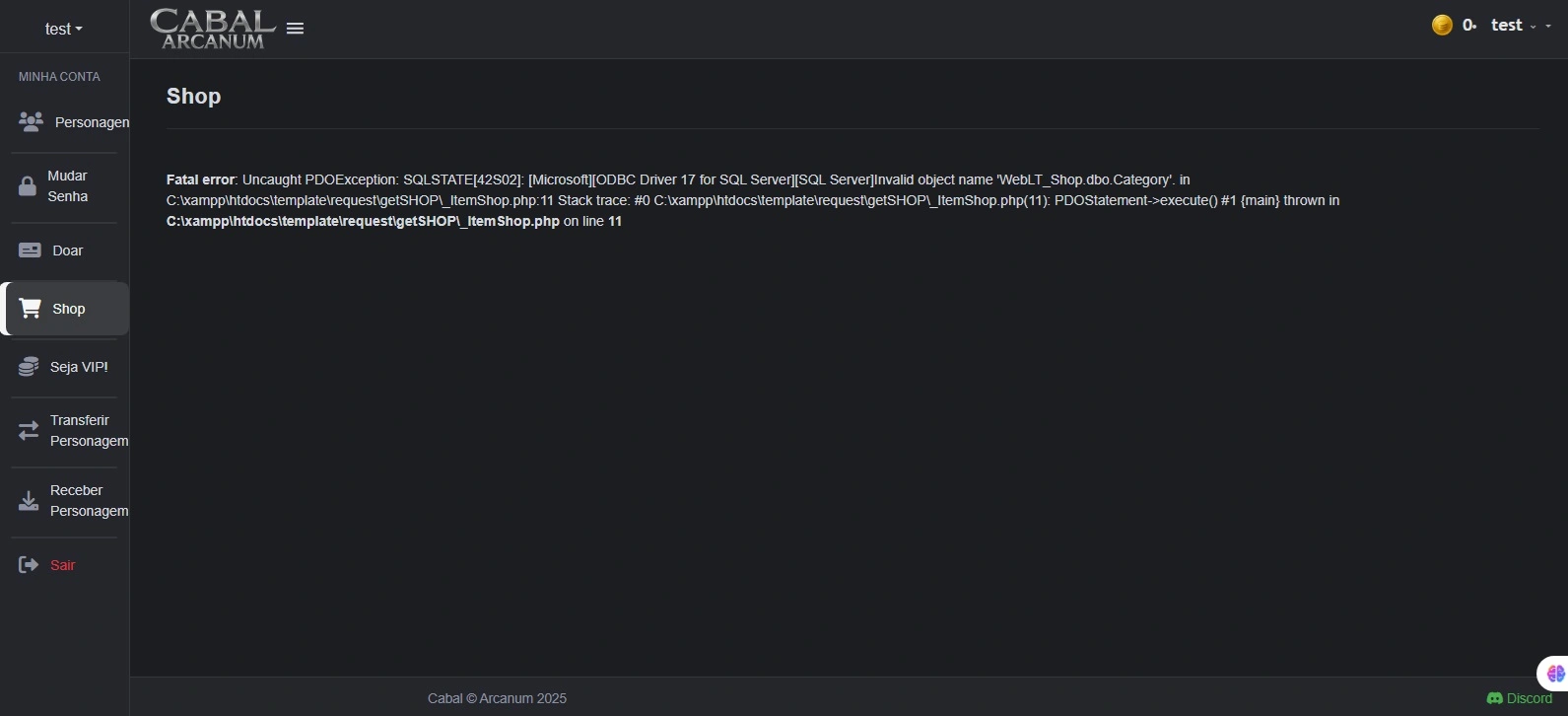 Shop error - Site New V2.0 Release - RaGEZONE Forums