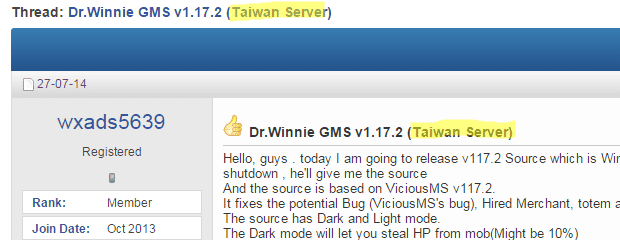 T2x4Cz1 - Dr.Winnie GMS v1.17.2 (Taiwan Server) - RaGEZONE Forums