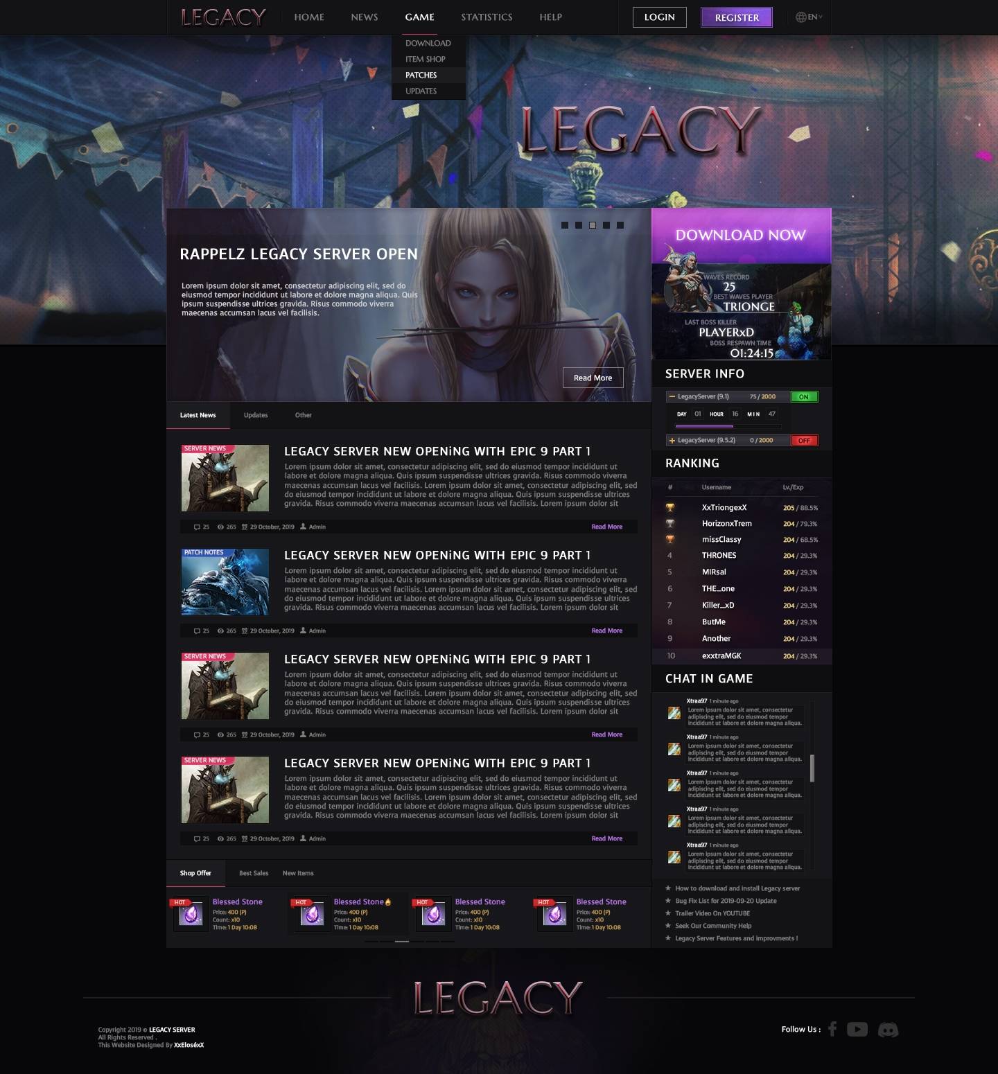 tI3h2U1 - Legacy MMORPG Website concept - RaGEZONE Forums