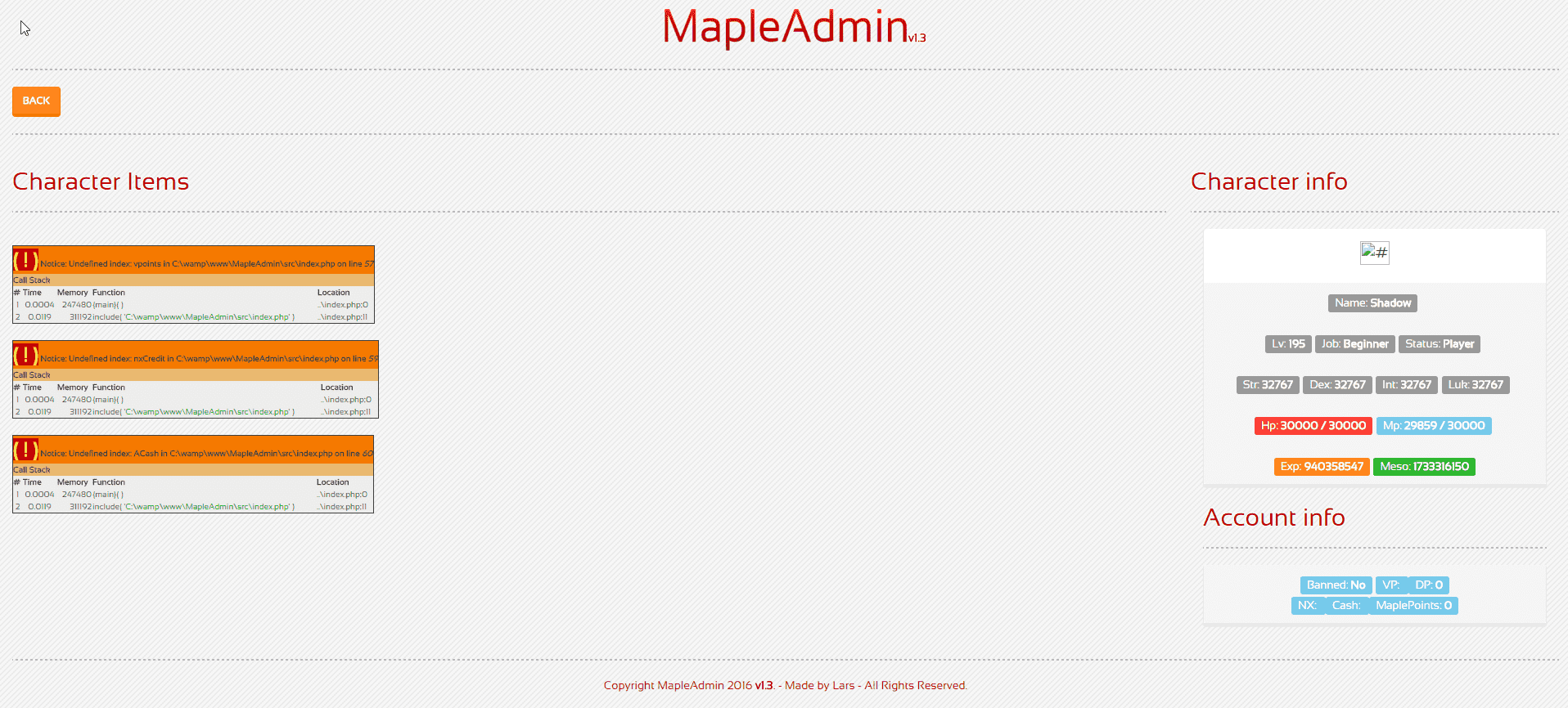 yD2ha04 - [dev] MapleAdmin v1.2 - RaGEZONE Forums